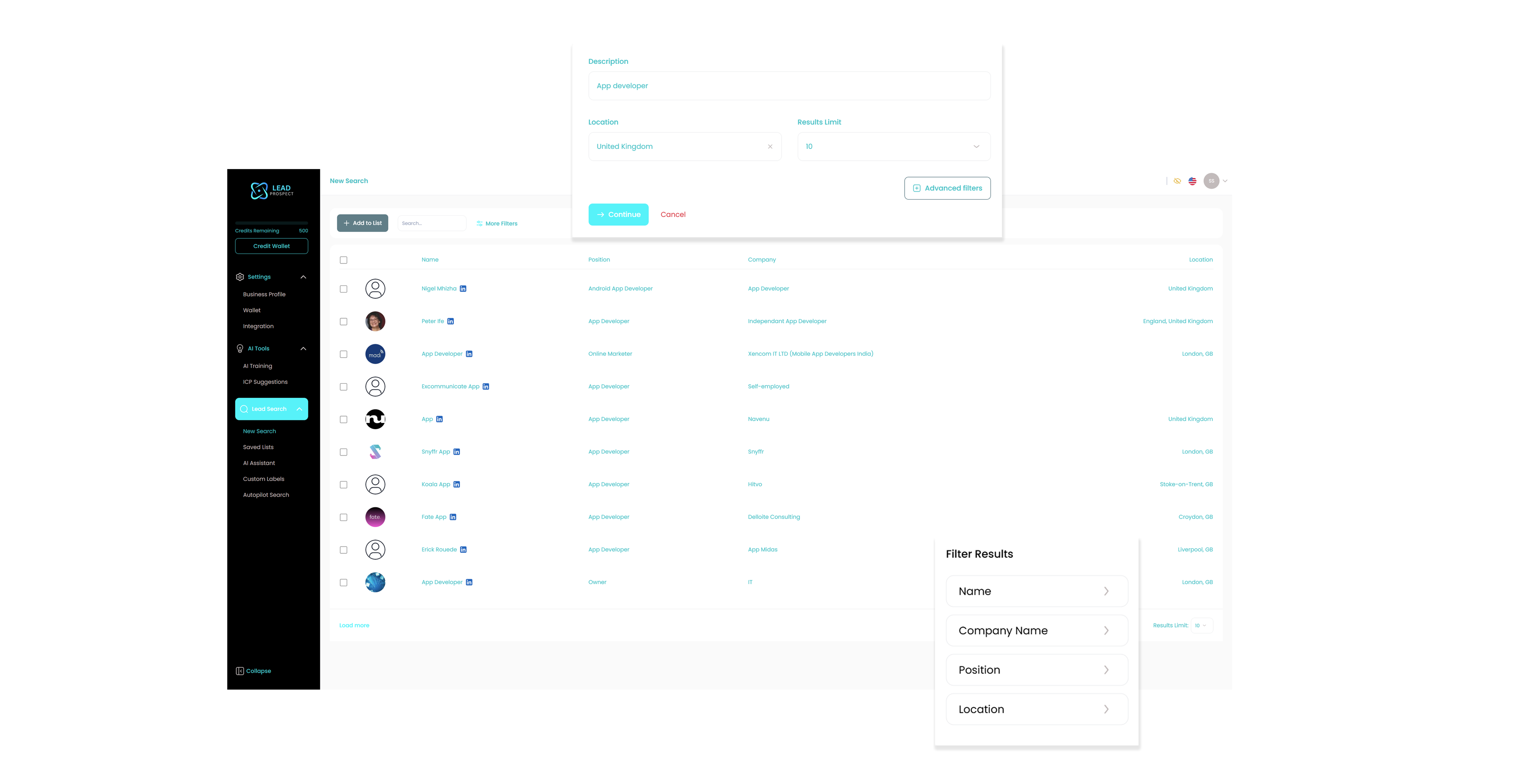 AI assistant interface